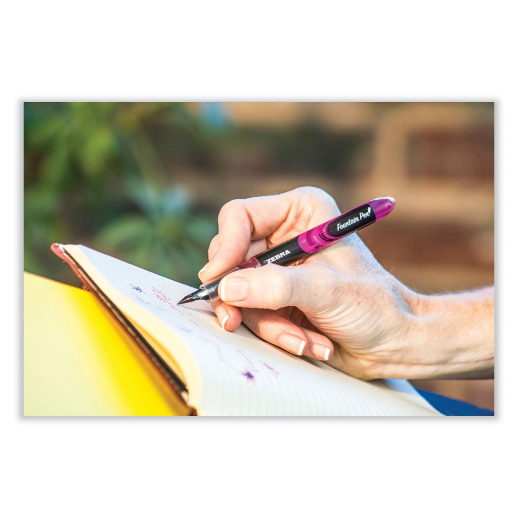 Zebra Fountain Pen, Fine 0.6 mm, Blue Ink, Blue, 12/Pack