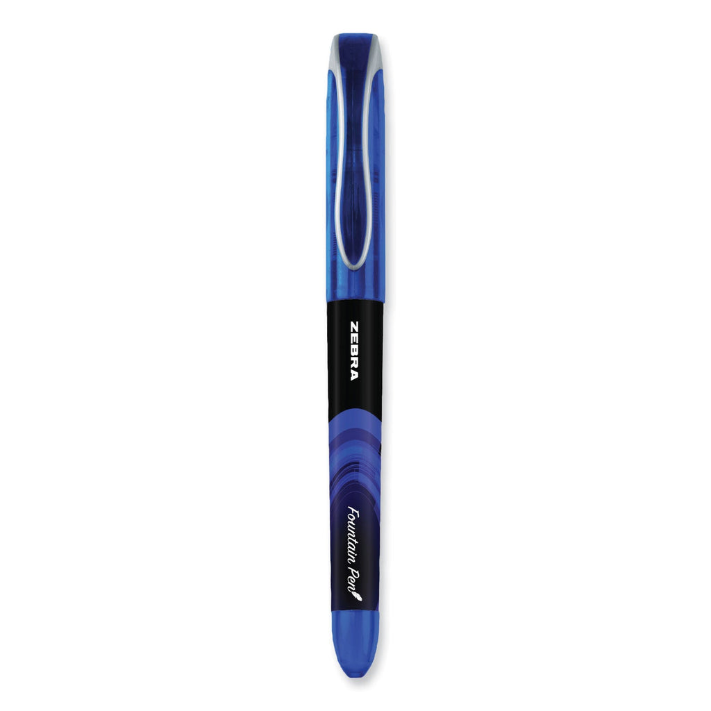 Zebra Fountain Pen, Fine 0.6 mm, Blue Ink, Blue, 12/Pack