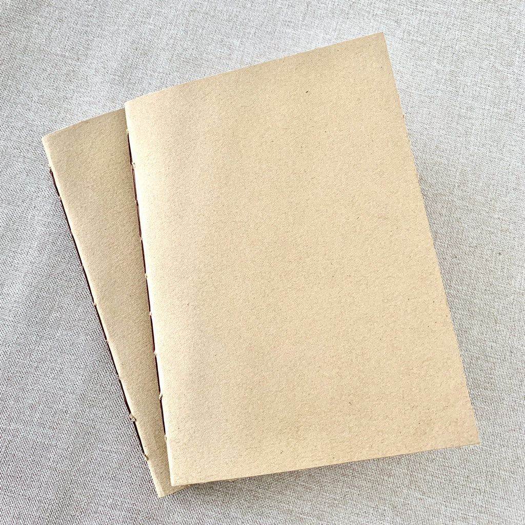 Graph Kraft Travelers Notebook Insert - A6 - Grid - Fountain Pen Friendly Notebook - Hand-Stitched Binding