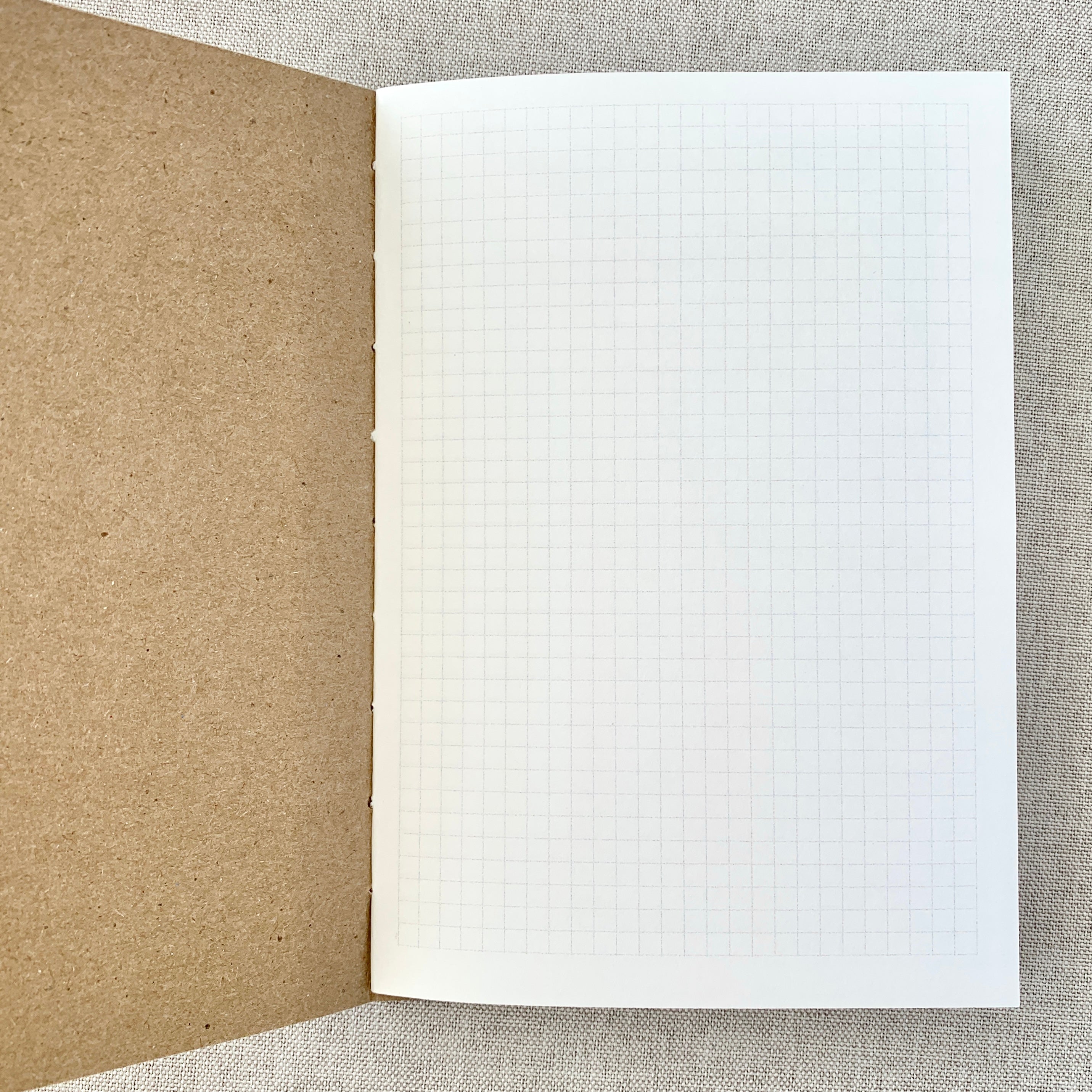 Graph Kraft Travelers Notebook Insert - A6 - Grid - Fountain Pen Friendly Notebook - Hand-Stitched Binding